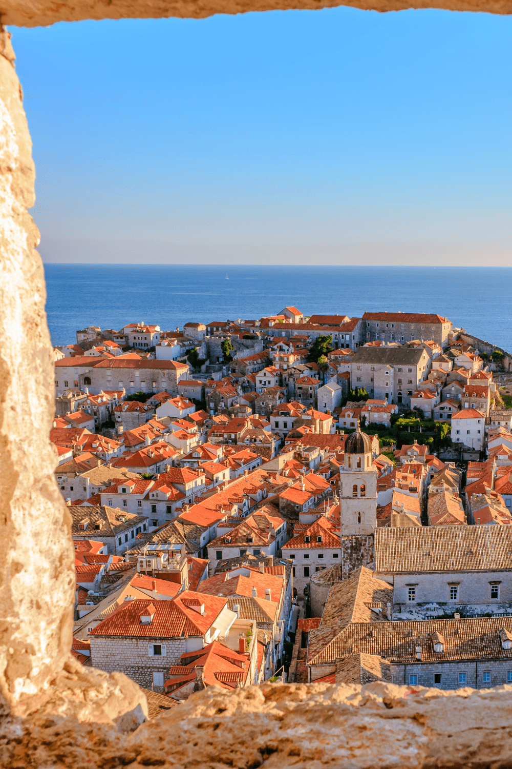 A view out over Dubrovnik stretching to the Adriatic Sea