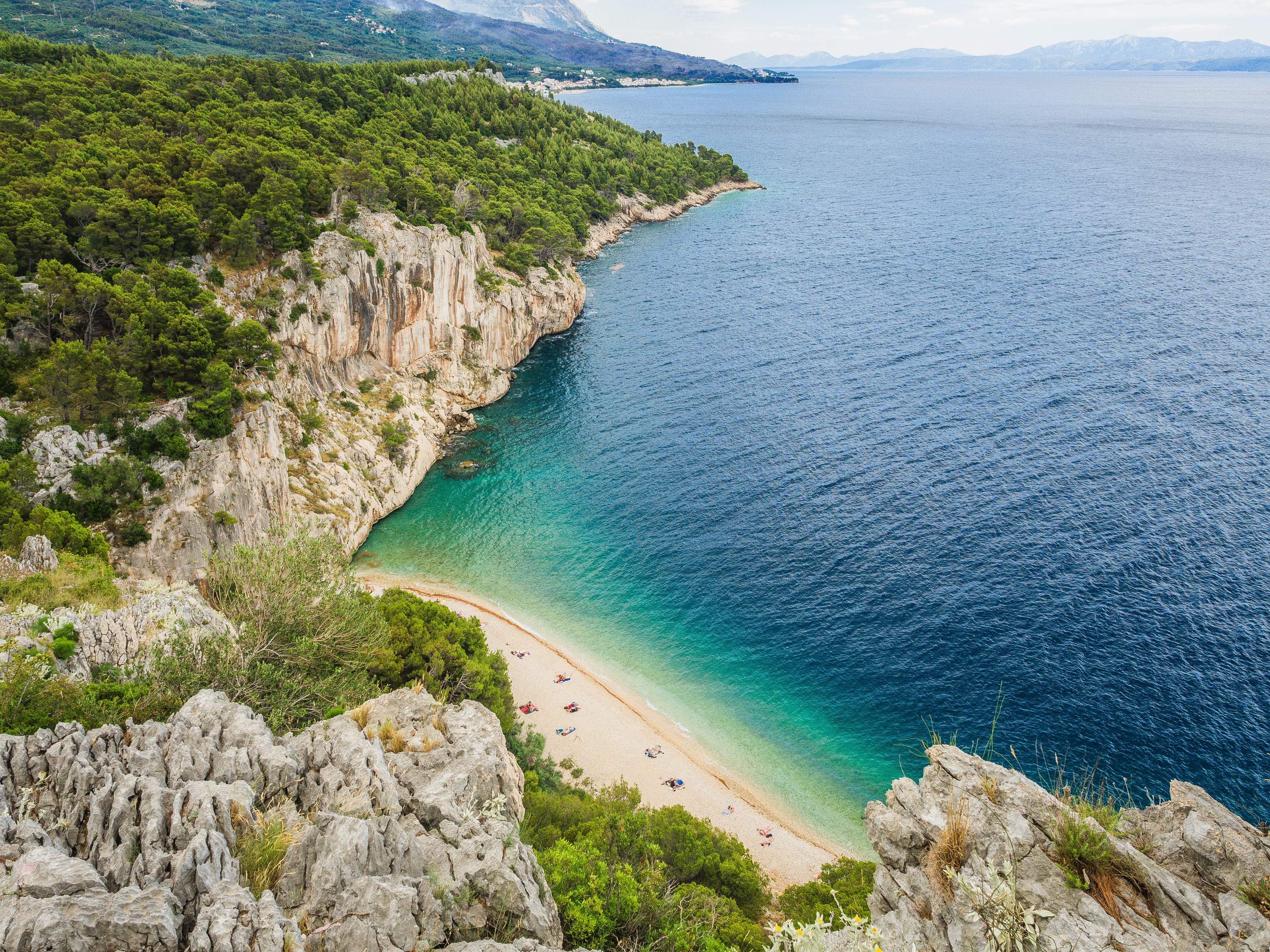 Aerial view of Nugal Beach on the Makarska Riviera